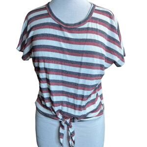 Caution To The Wind Red White Blue Knit Short Sleeve‎ Top Shirt